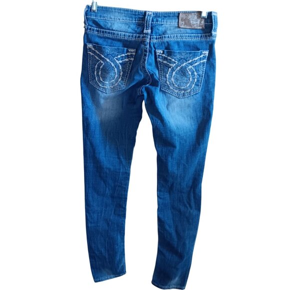 Womens Jeans Big Star 26R Jenae Blue Denim Jeans Distress Embroidered Skinny - Picture 1 of 7